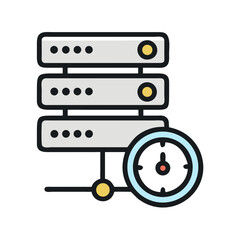 Aufkleber - Server and clock icon for network latency illustration