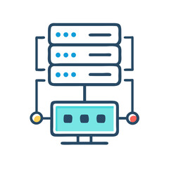 Aufkleber - Network server stack connecting to a computer monitor screen