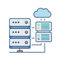 Aufkleber - Illustration of cloud computing servers and data flow connection