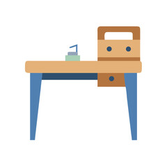 Poster - Desk flat vector illustration workspace for design