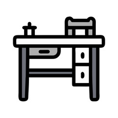 Poster - Minimalistic study desk vector illustration on White Background
