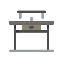 Poster - Modern minimalist desk illustration in grey tones on White