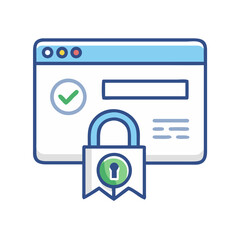 Poster - Website security illustration with padlock and checkmark icon