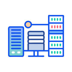 Aufkleber - Stylized illustration of interconnected computer servers on White Background