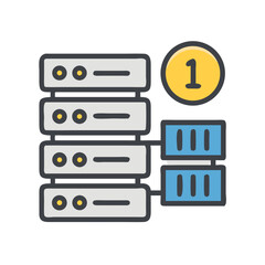 Aufkleber - Icon illustration of server data with network connectivity highlighted
