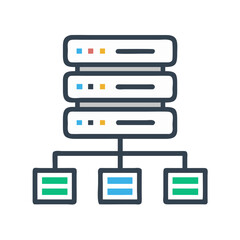 Aufkleber - Data server network infrastructure diagram modern flat design style