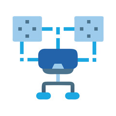 Aufkleber - Flat design networked virtual reality headset and data nodes