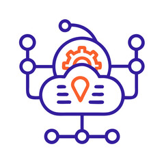 Aufkleber - Cloud based technology network icon with connections and gears