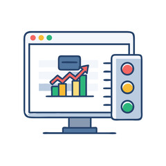 Aufkleber - Monitoring business performance with traffic light and data chart