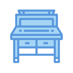 Poster - Light blue workstation icon, modern design isolated on White