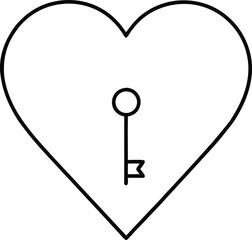  - Minimalist line art of a heart with a key elegantly placed inside