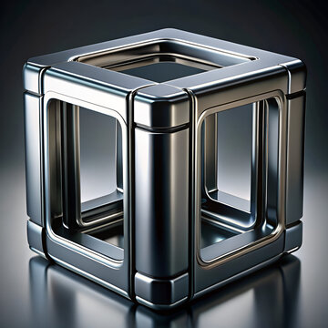 A 3D render of modern digital camera and computer technology with sleek black metal design for office equipment