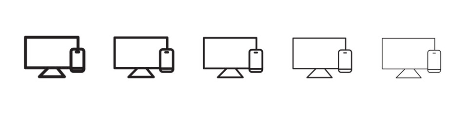 Responsive Design icon thin flat outline style vector sign