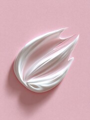 Poster - Minimalist abstract art piece featu a smooth flowing white sculptural form on pastel pink textured background