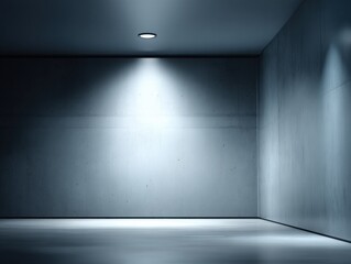 Aufkleber - Minimalist Room with Concrete Wall and Floor Under Soft Overhead Lighting Creating Modern Abstract Interior Space