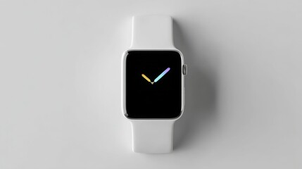 Poster - Modern smart watch with sleek design and digital color clock display on a clean light gray background