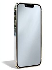 Poster - Modern sleek smartphone with large touch screen display and slim metallic frame isolated on white background with shadows