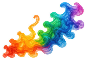 Poster - Colorful smoke forming abstract waves on transparent background, ideal for creative projects related to art, design, and imagination