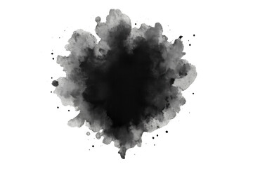 Poster - Black ink splashing and forming an abstract shape against a transparent background, creating a dynamic and fluid artistic design