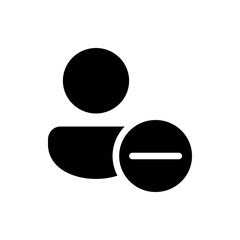 Poster - black user icon with a minus sign indicating removal or deletion of the user profile representation 