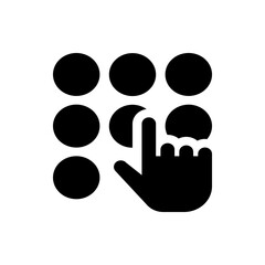 Poster - A hand touching a pattern lock interface with nine circles in a grid formation for security access control