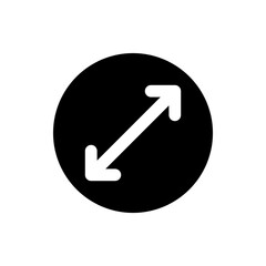 Aufkleber - White diagonal arrow with two heads pointing in opposite directions inside a black circle shape design