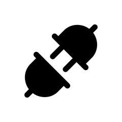 Poster - Black silhouette of a disconnected electrical plug with two prongs on a white background design icon