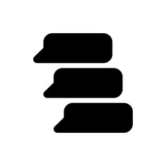 Poster - three black speech bubbles stacked vertically representing conversation or communication on a white 