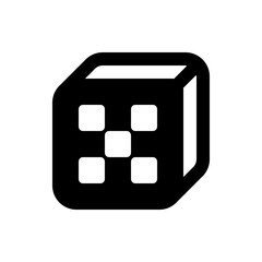 Poster - A black die with five white dots arranged in a pattern on one face displaying the number five on the die