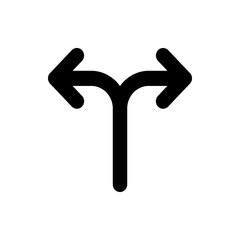Aufkleber - Black arrow splitting into left and right directions on a white background indicating choice or decision