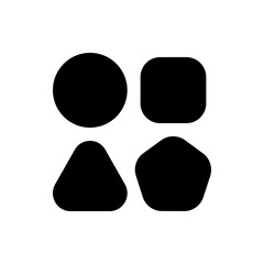 Poster - Illustration of four black geometric shapes including a circle square triangle and pentagon shape design