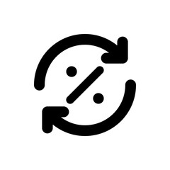 Poster - Black percentage symbol with circular arrows indicating a cyclical or recurring process icon design