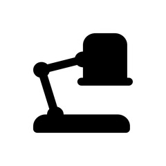 Poster - Silhouette of a desk lamp with an adjustable arm and a rounded base, rendered in solid black on a white background