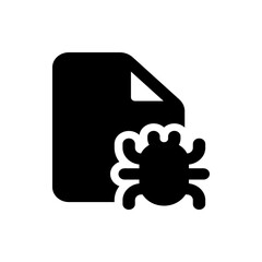 Poster - Black document icon with folded corner and bug overlay representing file corruption or malware threat issue