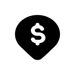 Poster - Black location pin icon with a white dollar sign in the center indicating financial location point