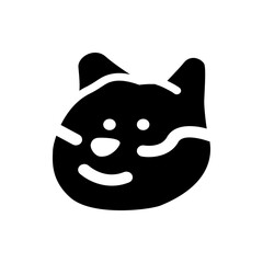 Poster - illustration of a black cat face with white markings and a simple smiling expression on a white back