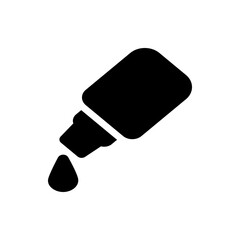 Poster - A black and white graphic of a bottle tilted with a drop falling from it representing liquid medicine or eye drops