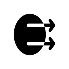 Fototapete - Black circle with two white lines extending into arrows on the right side of the circle shape image here