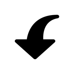 Aufkleber - Black arrow pointing downwards with a curved tail indicating a download or a directional sign with style