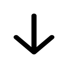 Fototapete - A simple black arrow pointing downwards with rounded edges on a white background in a vector format image