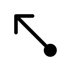 Aufkleber - Black arrow pointing diagonally downwards with a circle at the top on a white isolated background