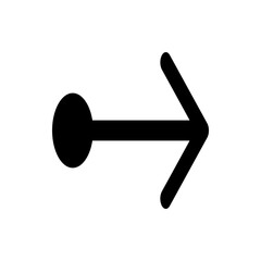 Fototapete - Black arrow pointing right with a circular origin on a white background in a simple vector graphic