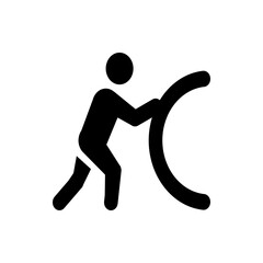 Poster - Black icon of a file box with a rounded rectangle on top and a pencil on the side on a white background