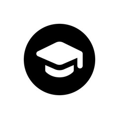 Poster - Illustration of a graduation cap inside a black circle representing academic achievement and education success