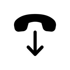 Poster - Black phone receiver icon with downward arrow indicating a call disconnection or termination symbol usage