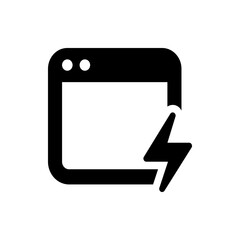 Poster - Illustration of a browser window with two circles at the top left and a lightning bolt in the lower right corner
