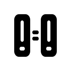 Poster - Two exclamation marks in rectangular shapes separated by an equals sign in a black and white design