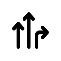 Poster - Three black arrows pointing in different directions indicating choices and navigation options available here