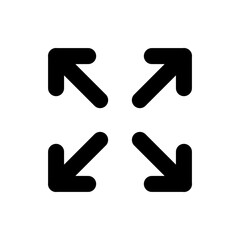 Poster - Four black arrows pointing outwards from a central point indicating expansion or full screen mode 100