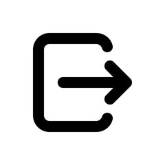 Aufkleber - Black outline of a square with rounded corners and an arrow pointing out of it on a white background